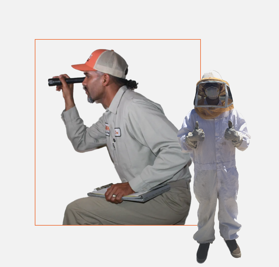 A man and child wearing protective gear.