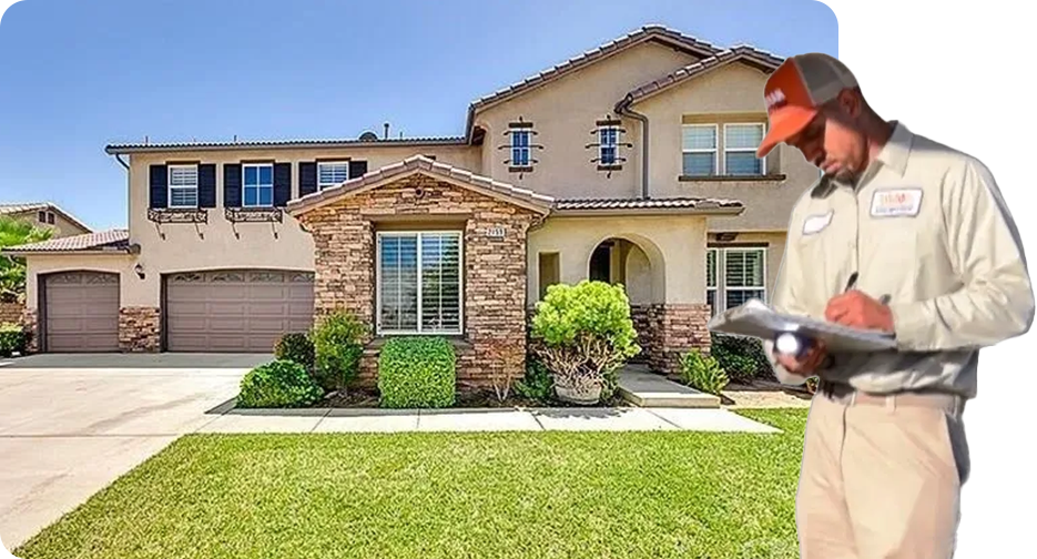 A house with a lawn in front of it